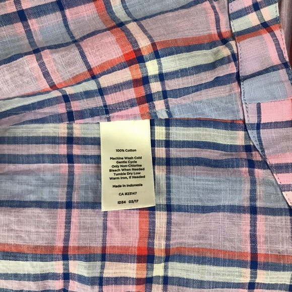 Talbots Women's 2X Shirt Purple Plaid Long Sleeve Ruffle Notch Neck Cotton CV4 - Picture 4 of 5